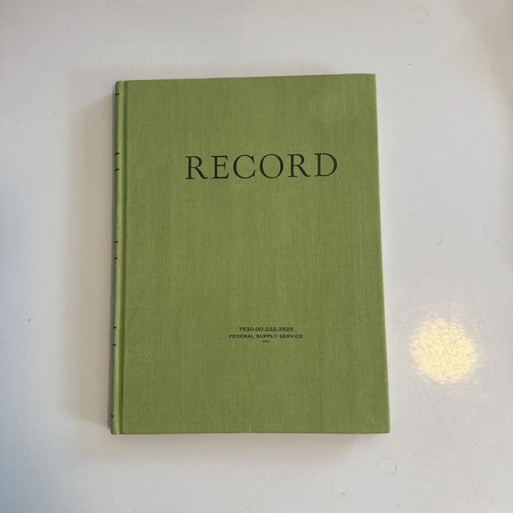 Vintage Linen Covered Records Notebook Federal Supply Service Unused 8